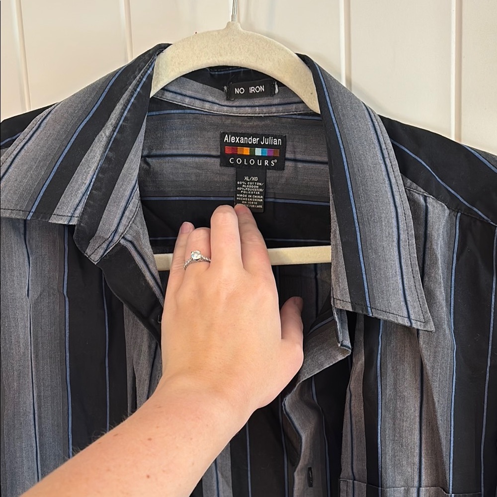 Alexander Julian Black, Blue, and Gray Striped Shirt